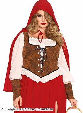 Rotkäppchen, Kostüm-Kleid, Schnürung, hoher Schlitz, XL bis 4XL